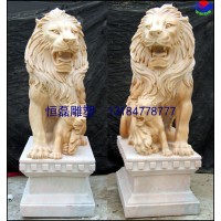 曲阳雕塑厂家定制瑞兽石雕狮子雕塑