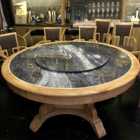 厂家定制酒店实木圆桌餐桌中式电动转盘大圆桌餐桌