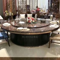 中式实木餐桌椅组合酒店大圆桌带转盘家用1.8米餐桌饭桌