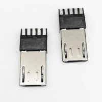 MICRO USB 5P-B型公头 180度焊线式 前五后五 单排焊线 超薄mi