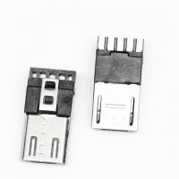 MICRO USB 5P公头 前五后五 焊线式 外露6.6 带接地 超薄3.0公