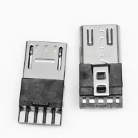 MICRO USB 5P公头 前五后五 焊线式 外露6.6 带接地 超薄3.0