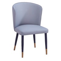轻奢意式餐椅舒适绒布椅实木皮餐椅设计师椅简约靠背休闲椅洽谈椅