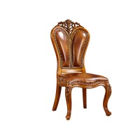 佛山厂家批发欧式深色实木餐椅 软包布艺手工雕花美式乡村椅子